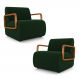 Kit 2 Poltronas Decorativa Sala de Estar Odessa Braços em Madeira Veludo Verde G33 - Gran Belo