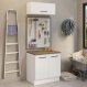 Kit com Balcão e Armário Aéreo Multiuso 80cm Branco/Rustic Agata Madesa