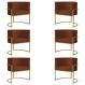 Kit 6 Poltronas Decorativa Sala de Estar Luana Base Gold Suede Terracota - Montanaris Decor