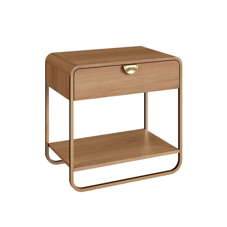 Mesa De Cabeceira Luna 1 Gaveta Hanover E Dourado