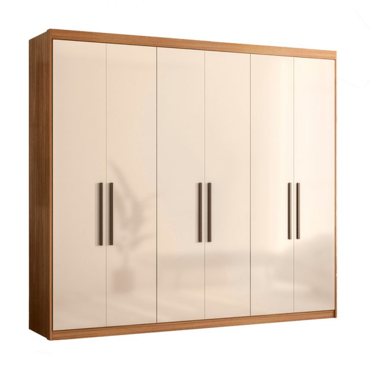 Guarda-roupa Casal Venice 6 Portas 2 Gavetas Amêndola E Off White