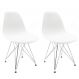 Conjunto com 2 Cadeiras Eames Cromado e Branco
