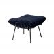 Puff Decorativo Sala de Estar Abel Pés Preto Veludo Azul G41 - Gran Belo