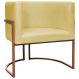 Poltrona Decorativa Para Sala Recepção Manicure Escritório Luna Suede Amarelo Base de Ferro Bronze