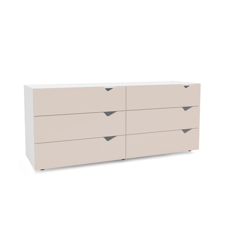 Cômoda Porto 6 Gavetas Creme E Branca