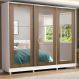 Guarda-Roupa Casal Madesa 100% MDF Eros 3 Portas de Correr de Espelho com Pés - Branco/Rustic