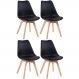 Kit 4 cadeiras Leda com assento estofado Preto