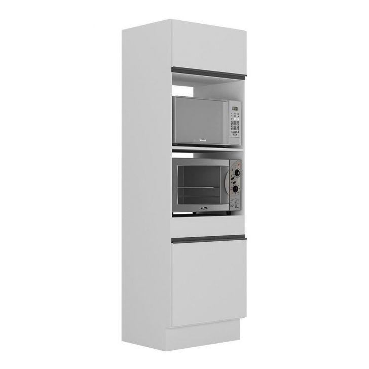 Paneleiro 2 Portas 63cm com Rodapé para Forno e Microondas Veneza Multimóveis V2116 Branco/Preto