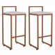 Kit 02 Banquetas Alta Para Cozinha Sala de Jantar Hanna L02 Bronze Linho Cinza - Lyam Decor