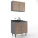 Armário de Cozinha e Balcão Cooktop Pérola Z34 Grafite/Freijó - Mpozenato