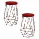 Kit 2 Banqueta Decorativa Rubel Base Bronze Veludo Vermelho G41 - Gran Belo