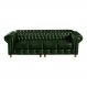 Sofá Chesterfield Luís XV 4 Lugares Vintage Retrô Capitonê Couro Verde