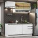 Cozinha Completa Madesa Glamy 180008 com Armário e Balcão (Sem Tampo e Pia) - Branco