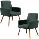 Kit 02 Poltronas Decorativas Para Sala Estar Maria W01 Pés Palito Linho Verde Musgo - Lyam Decor