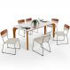 Mesa Capri 160cm Off White 6 Cadeiras Allana B05 Faixa Couríssimo Camel Linho Champagne - Lyam Decor