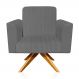 Poltrona Giratória Viena Gomada Suede Grafite Base Madeira MA30 D'Rossi