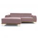 Sofá 3 Lugares Molino com Chaise Esquerdo Veludo Rosa e Dourado
