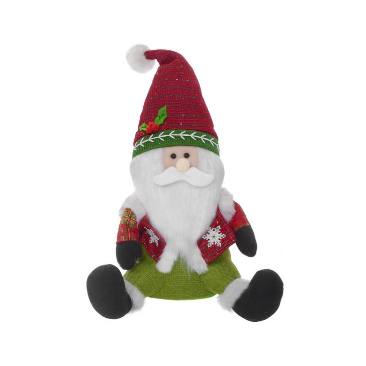 Enfeite Natalino Espressione Papai Noel Vermelho e Verde 46 cm