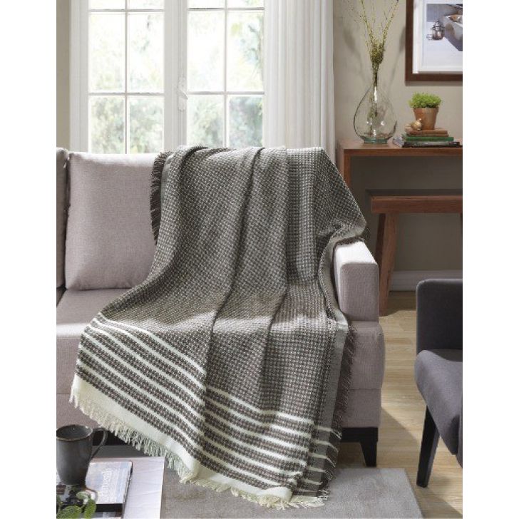 Manta de Algodão Genova Marrom e Bege 120 x 150 cm D'Rossi