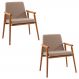 Kit 2 Cadeiras Decorativa Sala de Jantar Sidnei Linho Bege G17 - Gran Belo