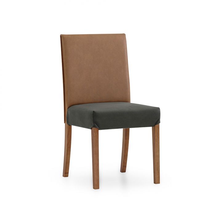 Cadeira Sloan Poliéster Chumbo Esverdeado e Caramelo