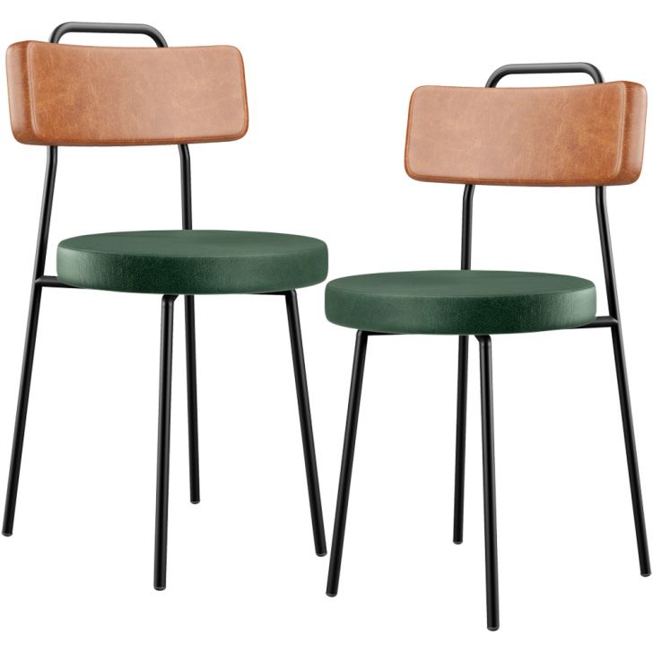 Kit 02 Cadeiras Decorativas Estofada Sala Jantar Barcelona L02 Couríssimo Camel Facto Verde - Lyam