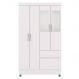 Guarda-Roupa Solteiro 4 Portas 2 Gavetas com Espelho Ideval Branco/Camarim