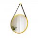 Espelho Decorativo Adnet Amarelo Alça Courino Preta 60 Cm Redondo Amarelo/Preto, 60 cm