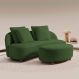 Sofá Living Sala de Estar Rocca 232cm com Puff Pés Madeira Linho Rústico Verde Musgo G92 - Gran Belo