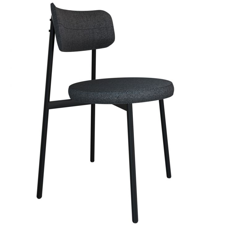 Cadeira de Jantar Estofada Fixa Nyka M25 Linho Grafite - Mpozenato