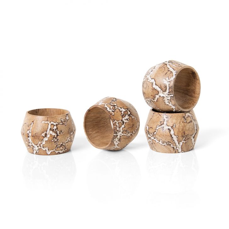 Kit com 4 Anéis de Guardanapo Rios Marrom Claro