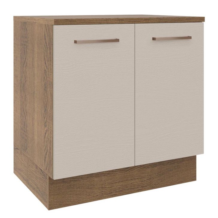 Balcão Armário de Cozinha 80 cm 2 Portas Rustic/Crema Agata Madesa