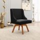 Cadeira Decorativa Sala de Jantar Base Giratória de Madeira Firenze Veludo Preto/Natural G19 - Gran Belo