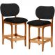 Kit 02 Banquetas Baixa Bar Cozinha E Sala De Jantar Fixa Betta L02 Imbuia Linho Chumbo - Lyam Decor