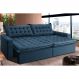 Sofá Retrátil Reclinável e Cama 2,75m Cama inBox Flex Suede Velusoft Azul