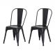 Kit 2 Cadeiras Tolix Iron Design Preto Fosco Aço Industrial Sala Cozinha Jantar Bar