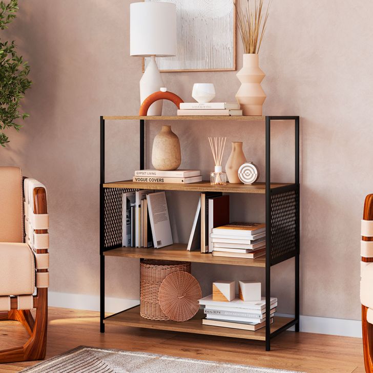 Estante Paricel Preta e Mel 77 cm