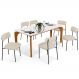 Mesa De Jantar Capri 160cm Off White Nature Com 6 Cadeiras Melina B05 Linho Bege - Lyam Decor