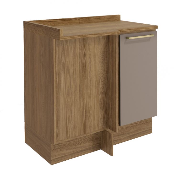 Balcão de Canto com Tampo Botanic 1 Porta Fendi e Nogueira