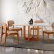 Conjunto de Mesa de Jantar Retangular com Tampo de Vidro Off White Talia e 4 Cadeiras Prada Linho Palha e Imbuia