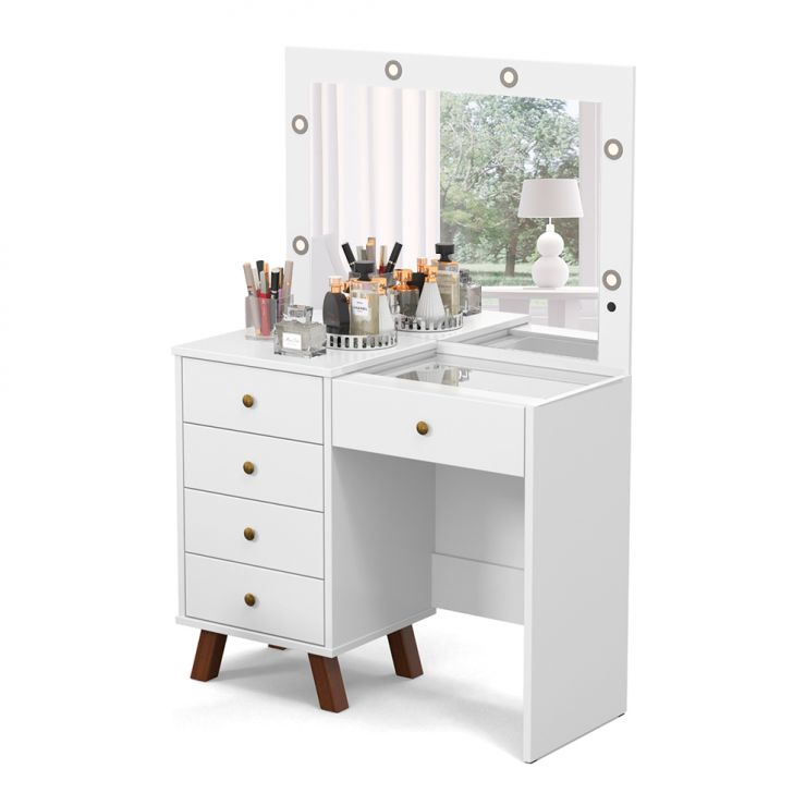 Penteadeira com Espelho Mel Branca