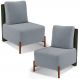 Kit 02 Poltronas Decorativas Sala de Estar Living Hungria L02 Couríssimo Verde Bouclê Cinza - Lyam