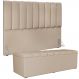 Kit Cabeceira Cama Box Queen 160cm Com Calçadeira Baú Dália W01 Suede Bege - Lyam Decor