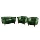 Conjunto Realeza Sofá com Poltronas Chesterfield Decoração Sala Recepção - Veludo Verde