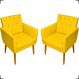Kit 2 Poltronas Decorativas Para Sala Nina Com Base E Capitonê Suede Amarelo Pé Castanho - Clique E Decore