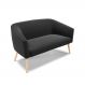 Namoradeira 02 Lugares Stella Suede Preto Pés Palito Natural - D'Rossi