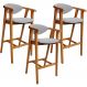 Kit 03 Banquetas Alta Para Cozinha Bancada Bar Sala de Jantar Fixa Cecília L02 Suede Cinza - Lyam