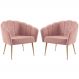 Kit 2 Poltronas Decorativas Pes Aço Dourado 7049 Veludo Rosa Dmobiliario
