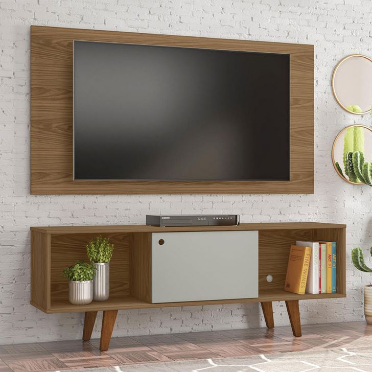 Rack Com Painel Para Tv Até 42 Polegadas Salahfreijo E Off White 135 Cm
