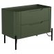 Mesa De Cabeceira Orgânica 2 Gavetas Pés Industrial Preto Bliss I03 Musgo - Lyam Decor